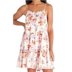Z Supply Resort Breezy Floral Mini Dress Smocked Top Fully Lined Floral Large